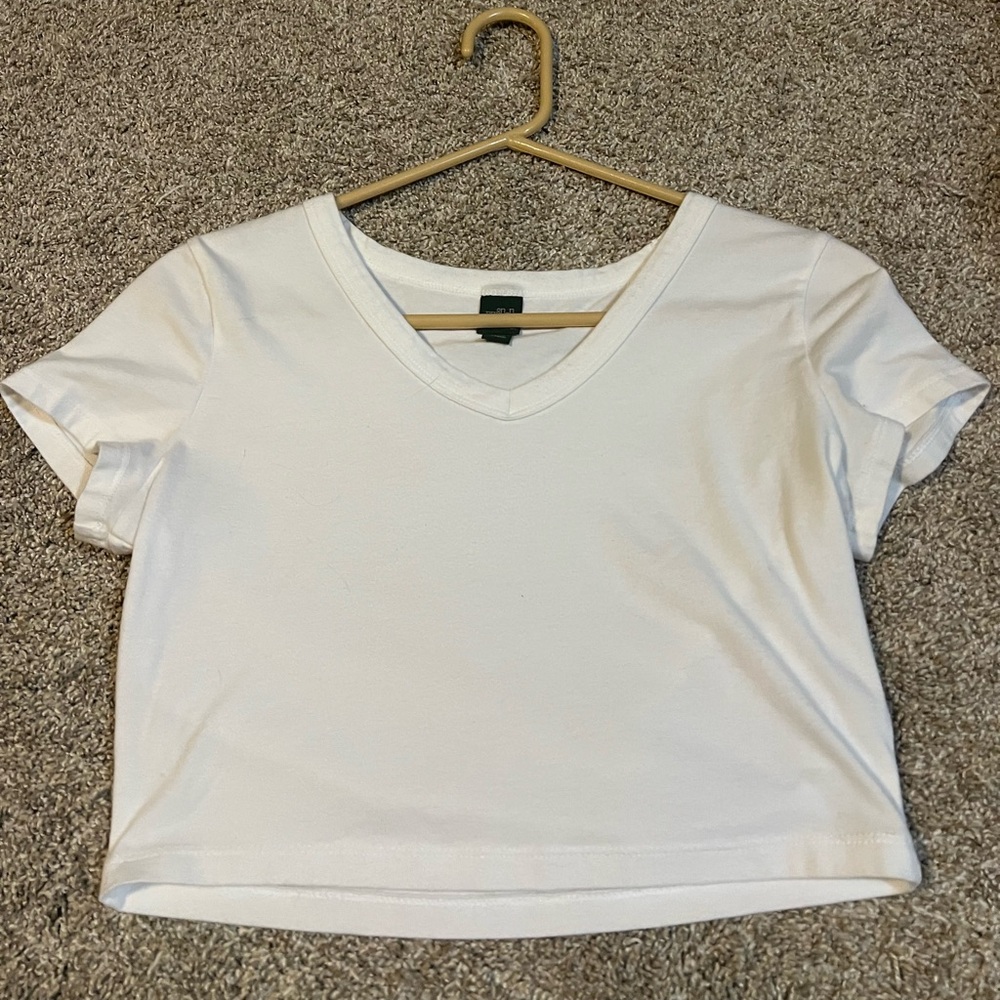 White V-Neck Women's Top